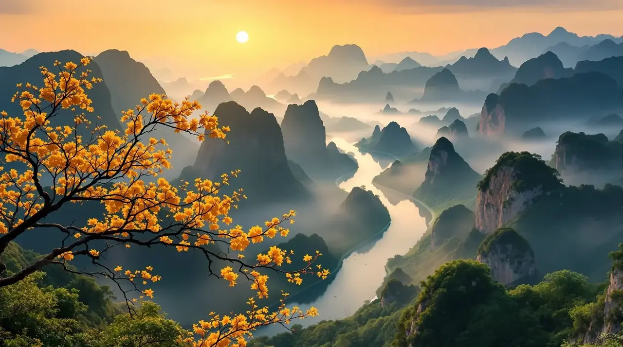 日本一级a片 - 广西桂林山水与桂花交融的壮美风光